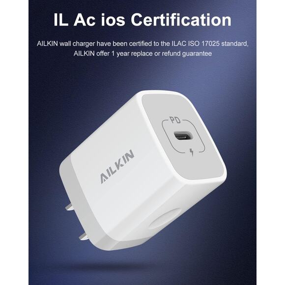 Ailkin USB-C PD 20W Power Adapter - White - Picture 6 of 9